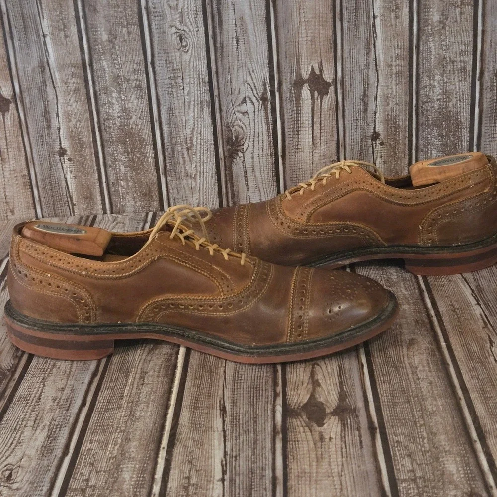 11 D Allen Edmonds Strandmok Brown Leather Dainite Soles Cap Toe Oxford Shoes - Picture 7 of 11